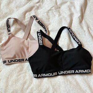 Under Armour Crossback Sports Bra Bundle in Black and Blush